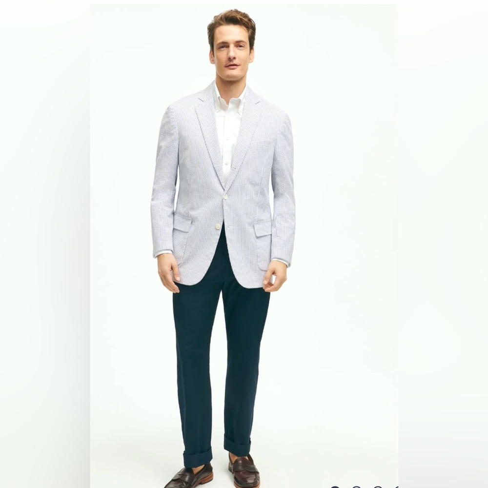 Brooks Brothers Searsucker Blue Pinstripe Blazer